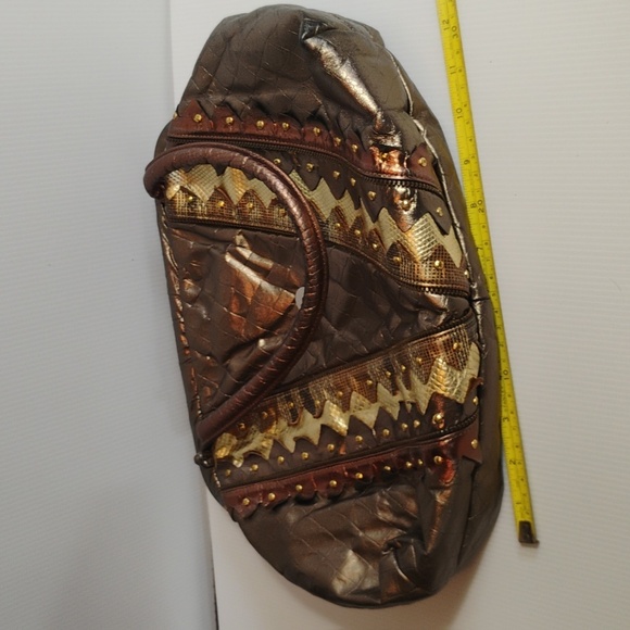 Samir Vintage Gold Bronze Metallic Leather Shoulder Bag Amazing 80's! - Picture 10 of 11